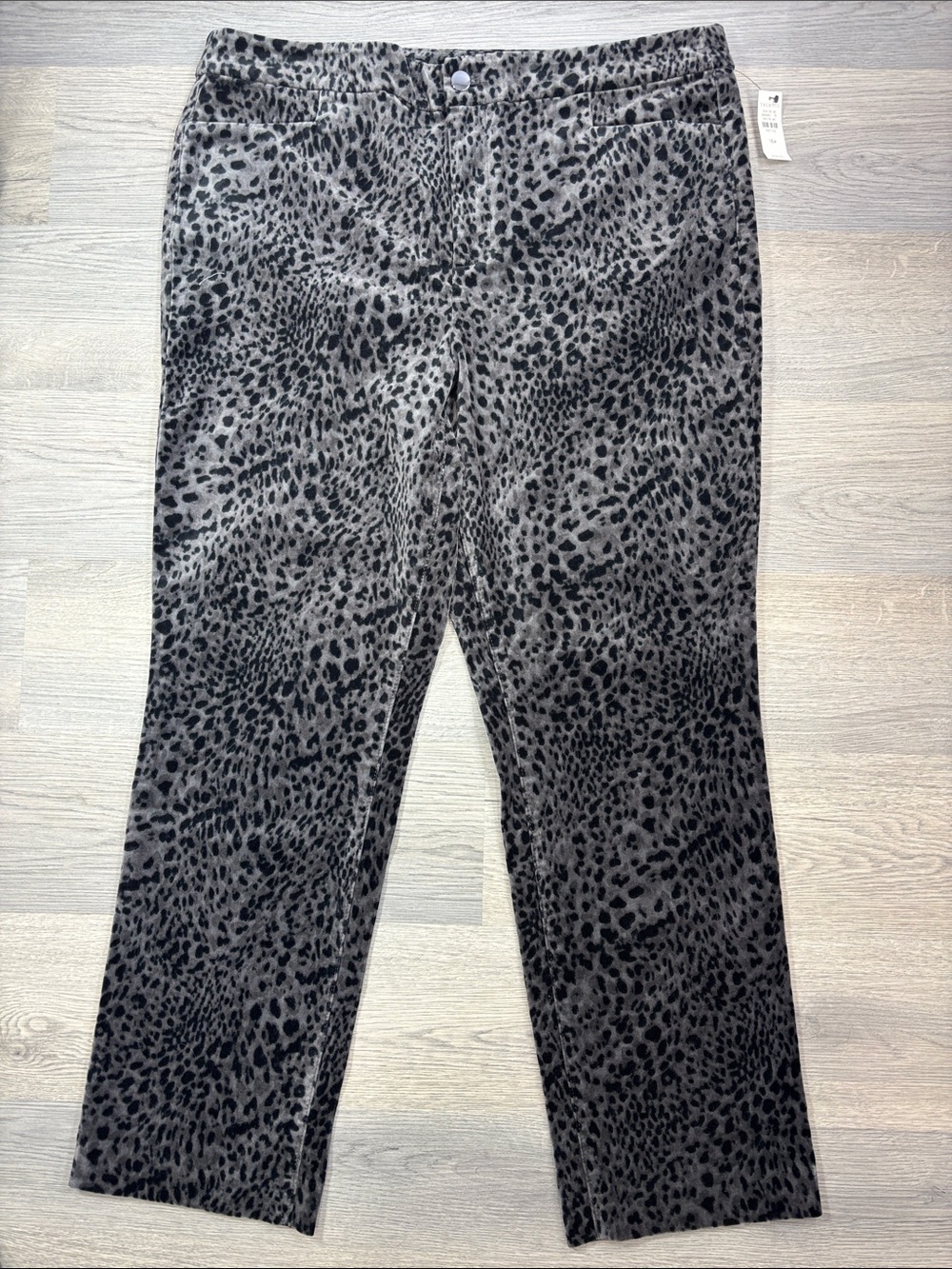 Talbots Leopard Print Straight Leg High Waist Velveteen Pants - 16 Petite NWT‎